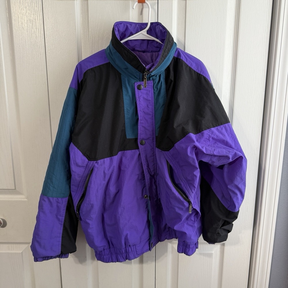 Drift Multicolor Colorblock Full Zip Snap Ski Winter Coat Men's Size XL VTG 90s